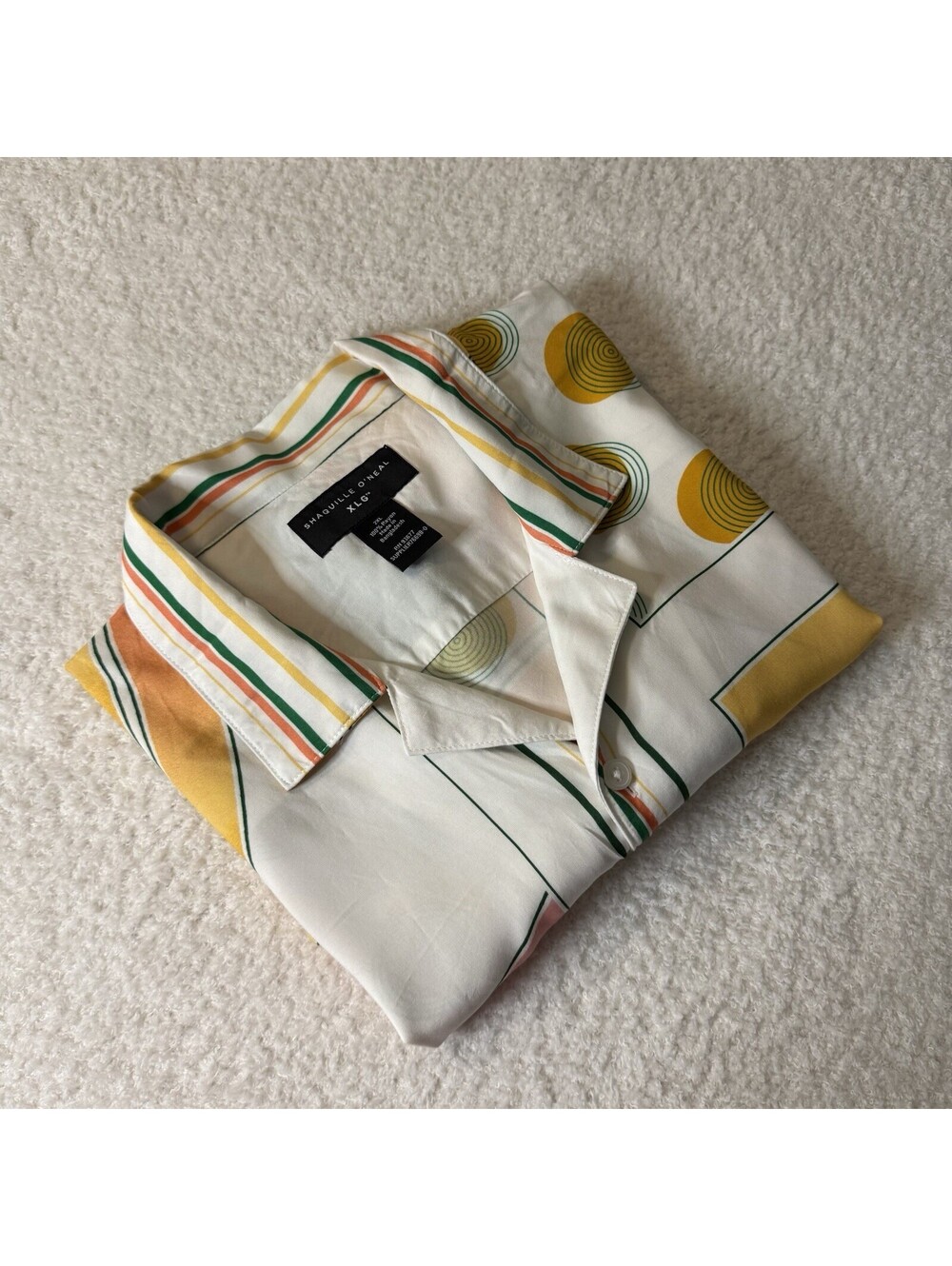 Shaquille O’Neal XLG Men’s 2XL Retro Geometric Button Shirt Rayon